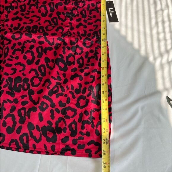 Lulu’s Red Leopard Print Satin Slip Mini Dress New With Tag Size Large - Picture 12 of 13